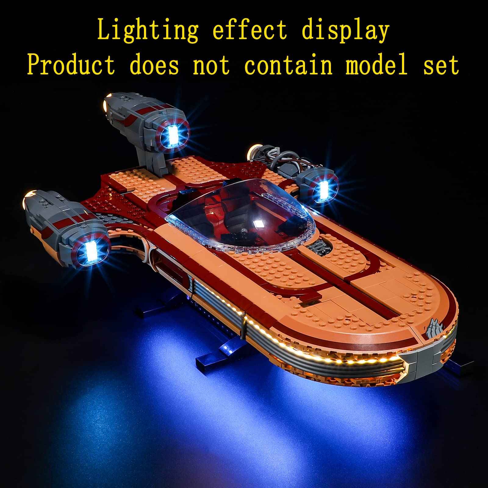 GEAMENT LED Light Kit Compatible with UCS Luke's Landspeeder - Lighting Set for 75341 Building Model (Model Set Not Included)