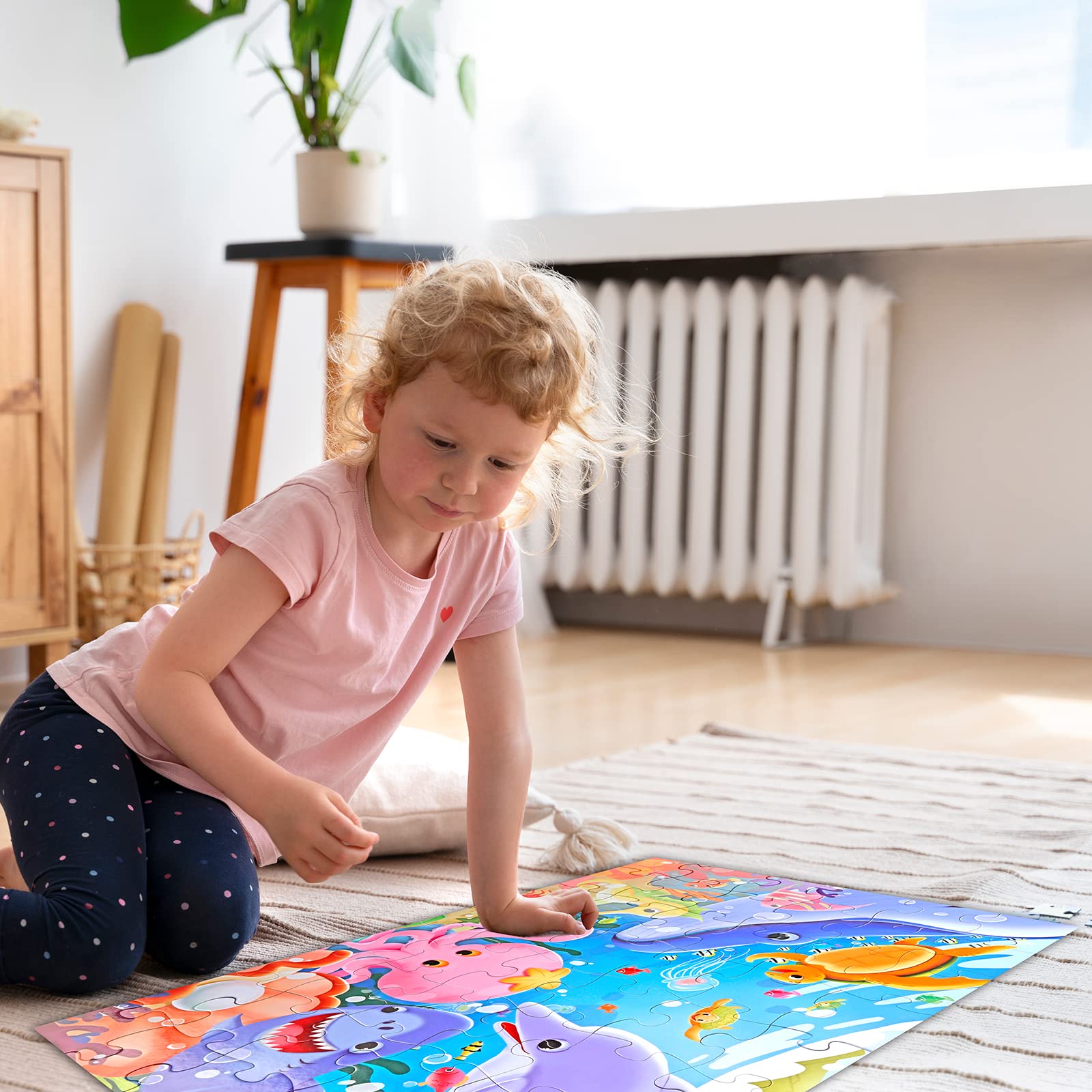 Jumbo Floor Puzzle for Kids Underwater Jigsaw Large Puzzles 48 Piece for Toddler Children Learning Preschool Educational Intellectual Development Toys 3-5 4-8 Years Old Gift for Boys and Girls