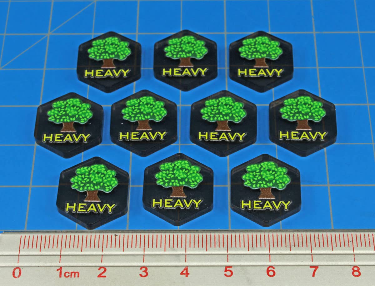 LITKO Premium Printed Mecha Battlefield Terrain Tokens | Compatible with BattleTech | Set of 10 (Heavy Woods)