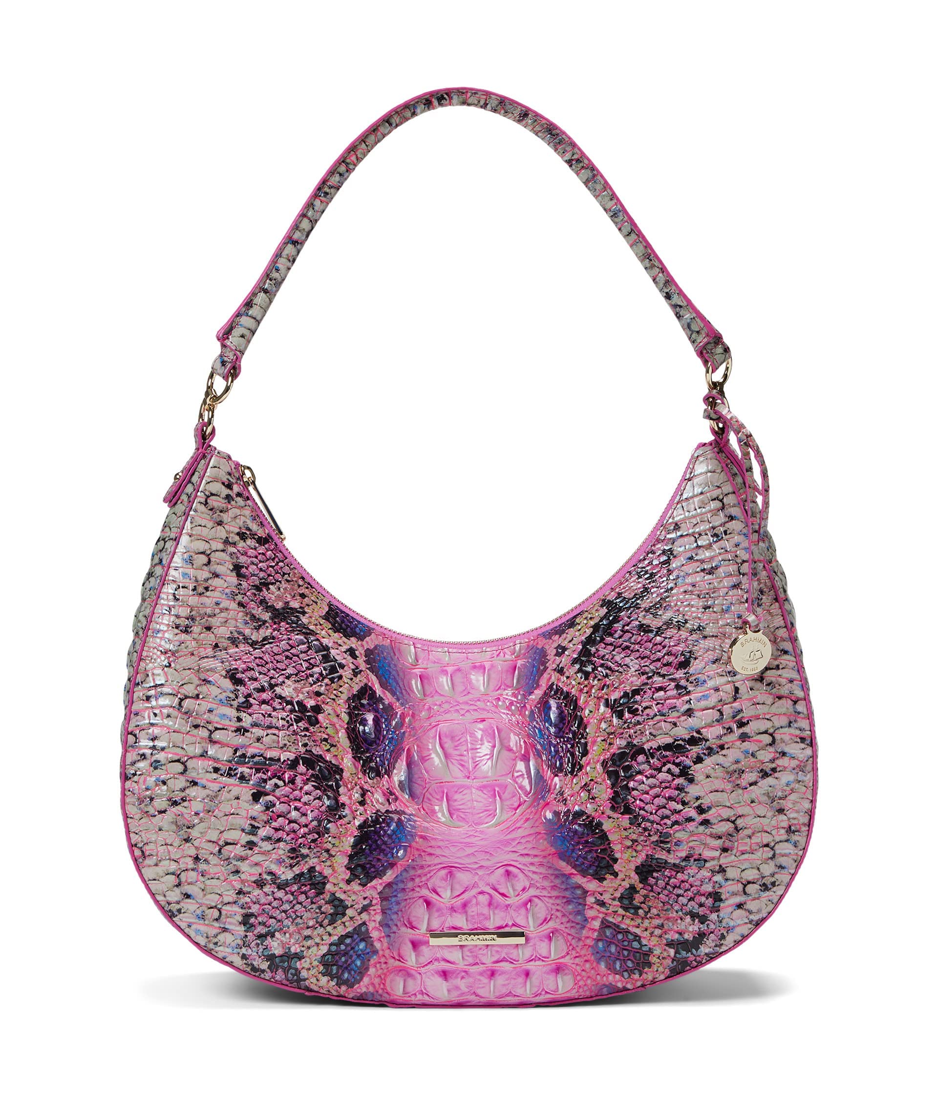 BRAHMIN Ombre Melbourne Bekka Shoulder Bag Pink Cobra One Size