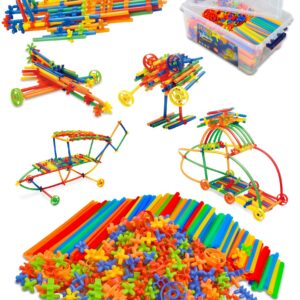 600PCS STEM Building Toys, Straw Constructor Toys Up Grade Engineering Building Sets for Kids Develops Motor Skills and Logic Thinking, Fun Educational Toy Great for Gift