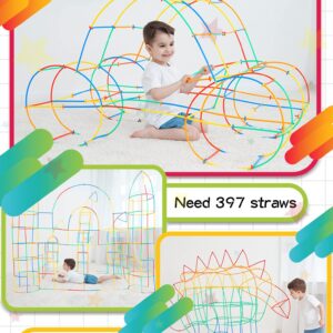 600PCS STEM Building Toys, Straw Constructor Toys Up Grade Engineering Building Sets for Kids Develops Motor Skills and Logic Thinking, Fun Educational Toy Great for Gift