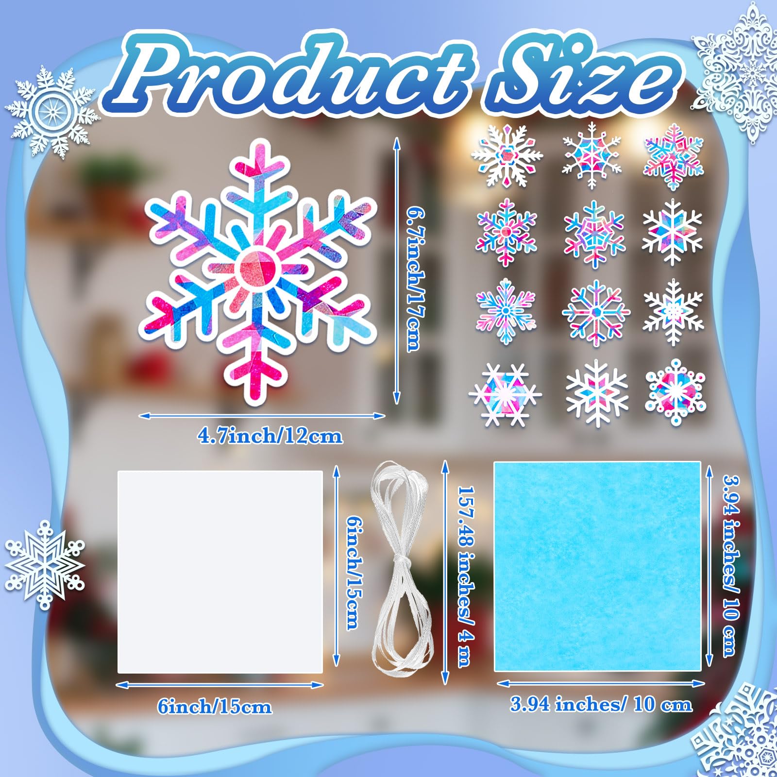 36 Pieces Snowflakes Paper Suncatcher Paper Cuts Set Snowflakes Party Decoration Glass Decoration DIY Window Art Children Crafts Party Gifts