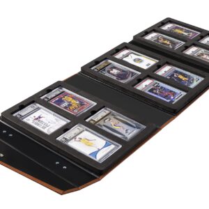 Premium Trading Card Display Leather Case for Display & Storage PSA BGS Graded Slabbed Basketball Baseball Football Hockey Sports Game Cards with 16 Slots