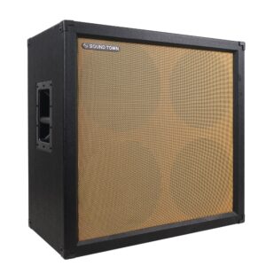 Sound Town 4 x 12 Empty Guitar Speaker Cabinet, Birch Plywood, Black Tolex, Wheat Cloth Grill, Compatible with Celestion/Eminence Speakers (GUC412BK-EC)