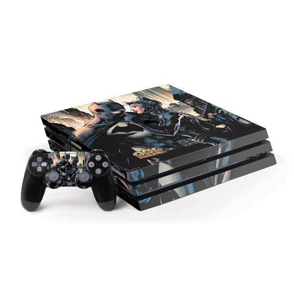 Skinit Decal Gaming Skin Compatible with PS4 Pro Console and Controller Bundle - Officially Licensed Warner Bros Batman and Catwoman Design