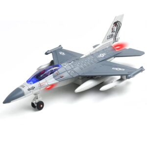 f16 airplane toy, fighter jet toy for kids, pull back toy jets, diecast airplanes model with light & sound, metal airplane gifts for kids decor