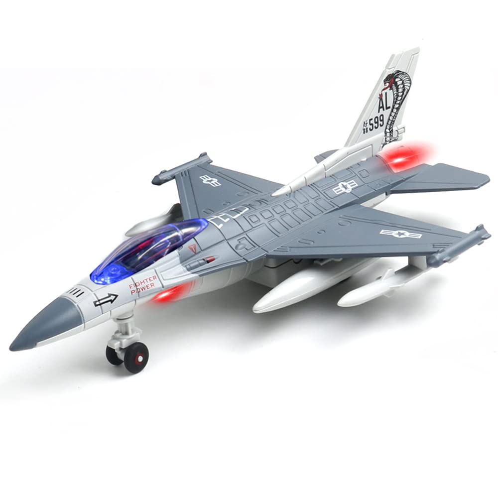 F16 Airplane Toy, Fighter Jet Toy for Kids, Pull Back Toy Jets, Diecast Airplanes Model with Light & Sound, Metal Airplane Gifts for Kids Decor