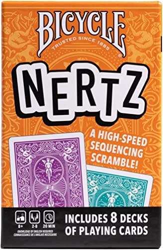 Bicycle Nertz Playing Card Game, 8 Decks of Playing Cards, Fast, Fun, Competitive Multiplayer Solitaire Game, Up to 8 Players, Jumbo Index