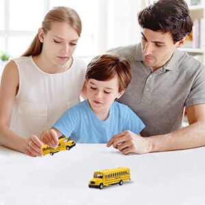 weilaga 2 Pack 5.5" Pull Back Yellow School Bus Toy Playset,Durable Die-cast Metal Toy Vehicles,Party Favors,Best Birthday Gift for Boys Girls Kids Toddlers