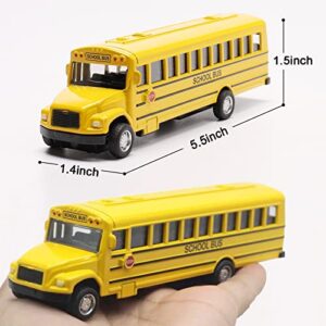 weilaga 2 Pack 5.5" Pull Back Yellow School Bus Toy Playset,Durable Die-cast Metal Toy Vehicles,Party Favors,Best Birthday Gift for Boys Girls Kids Toddlers