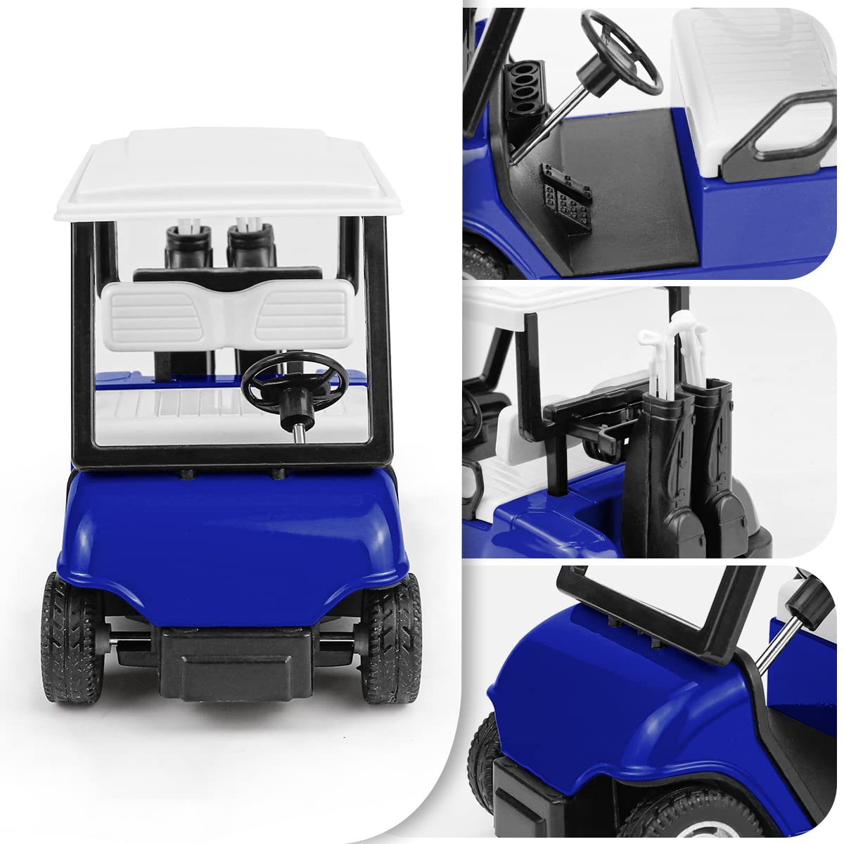 LNQ LUNIQI Golf Cart Model Diecast, Pull Back Action Golf Cart, Mini 1:20 Scale Golfcart Vehicle for Kids Party Favor Home Office Decor（Blue）