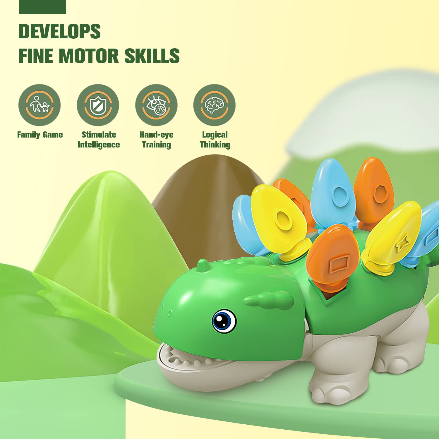 Tinabless Toddler Montessori Toys Learning Activities Educational Dinosaur Games - Gifts for 18 Month Age Boys Girls Kids