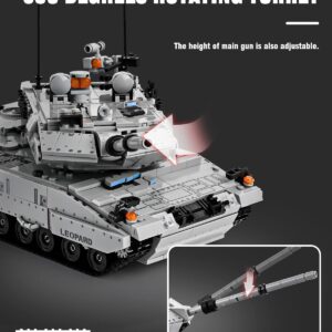 BOOLAKOS Leopard II A7 Main Battle Tank Building Block, Military Tank Building Toy Set to Display, Collectible WW2 Army Tank Model for Adults (1,498 Pieces)