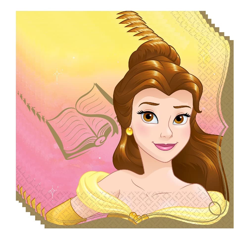 Belle Disney Princess Birthday Party Supplies Bundle Pack includes Lunch Paper Plates and Lunch Paper Napkins (Bundle for 16)