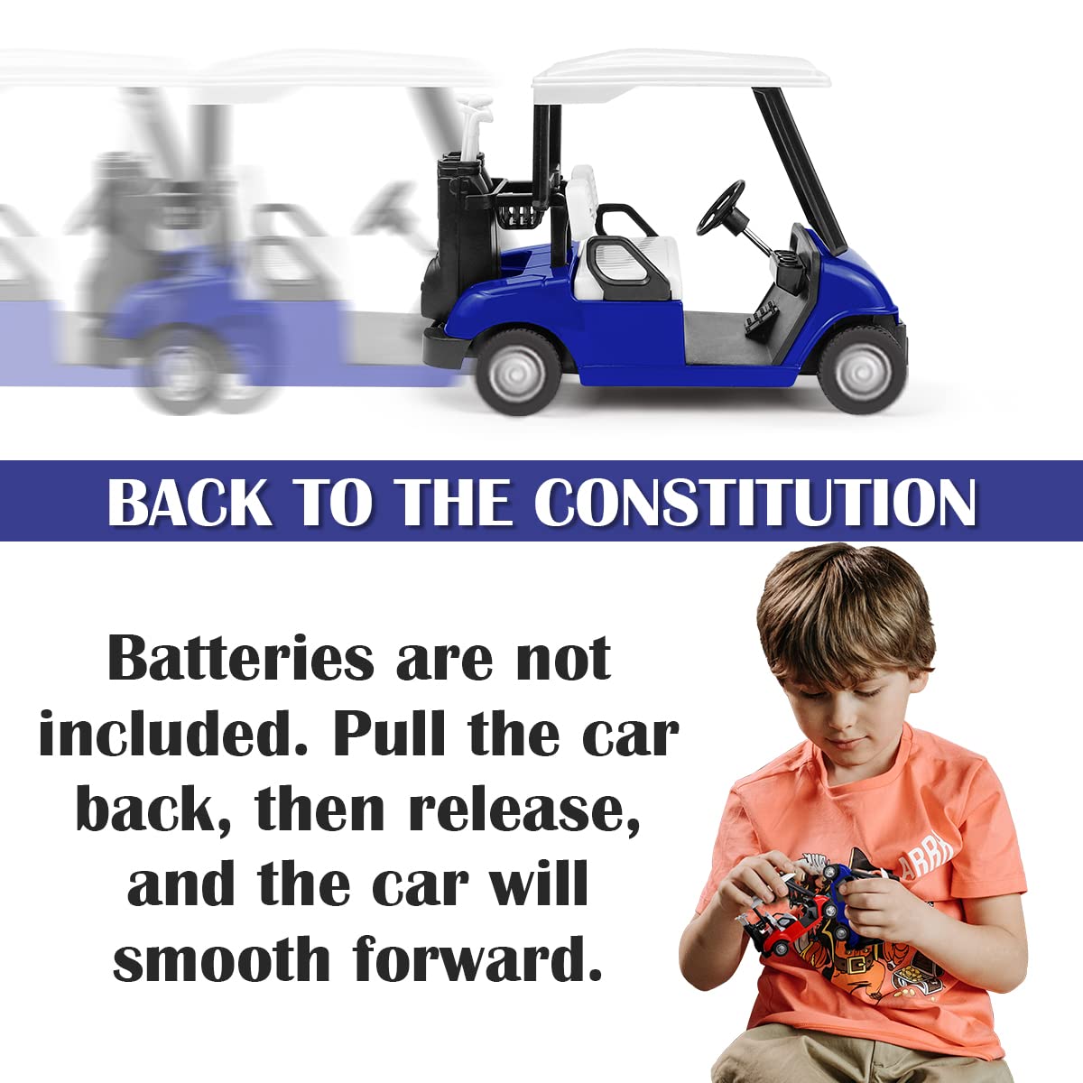 LNQ LUNIQI Golf Cart Model Diecast, Pull Back Action Golf Cart, Mini 1:20 Scale Golfcart Vehicle for Kids Party Favor Home Office Decor（Blue）