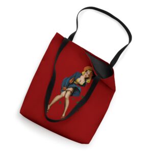 Blonde Pin Up Girl in Stockings & Heels - Retro Pin Up Girl Tote Bag