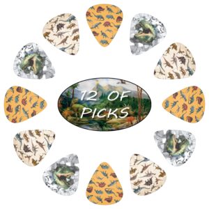 dinosaur guitar picks for kids guitar plectrums for acoustic guitar bass electric guitar pick for boys 12 pack includes thin medium heavy gauges