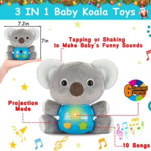 3 in 1 Koala Plush Baby Musical Toy Star Projector Light Up Baby Toys 0 3 6 8 9 12 18 Month Newborn Infant Toy 0-6 Stuffed Animal for Girl Boy Sensory Developmental Toddler 1 2 Year Old