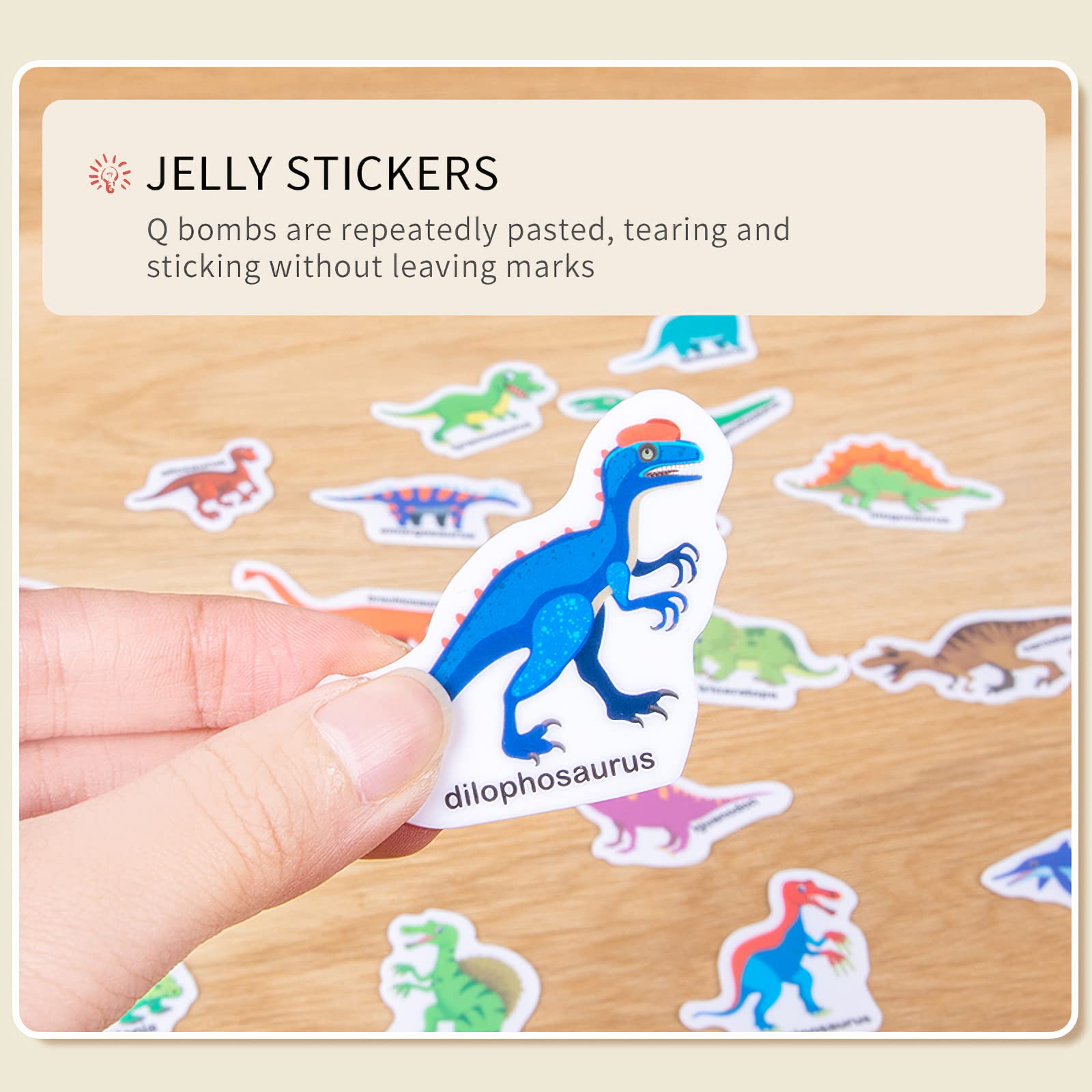 6 Pack Portable Jelly Sticker Quiet Book for Kids, Reusable Sticker Book for Toddlers, Preschool Learning Activities Learning & Education Toys, Animal Insect Dinosaur Ocean Space Traffic Travel Toys