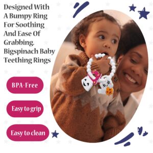 BIGSPINACH Ghost Teether and Cute Ghouls Ring Teether Halloween Activities for Toddlers, Preschoolers & Older Kids