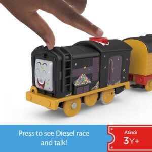 Thomas & Friends Motorized Toy Train Talking Diesel Engine with Sounds Phrases & Cargo Car for Preschool Pretend Play Kids Ages 3+ Years