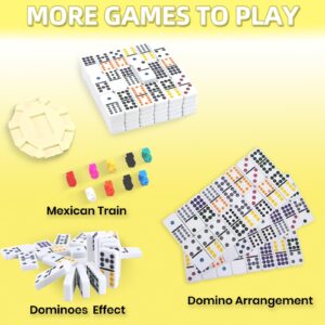 Mexican Train Dominoes Game Set, Double 12 Colored Dot Dominoes with Update Hub, Travel Mexican Train Game with 91 Tiles and Portable Carry Case, Family Board Team Games for Kids and Adults