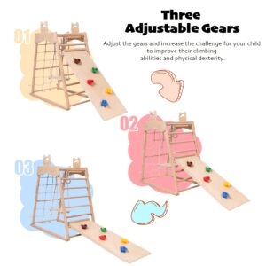 Ascism Jungle Gym Indoor (8 in 1) Wooden Indoor Playground, Toddler Wooden Climbing Toys, Montessori Playset, Gym with Slide, Climbing Net, Swing, Tent, Gymnastics Ring…