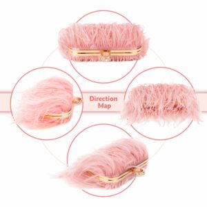 LUPBOK Clutch Purse for Women Feather Clutch Evening Bags Shoulder Crossbody Bag Wedding Party Handbag,Pink