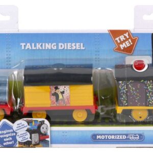 Thomas & Friends Motorized Toy Train Talking Diesel Engine with Sounds Phrases & Cargo Car for Preschool Pretend Play Kids Ages 3+ Years