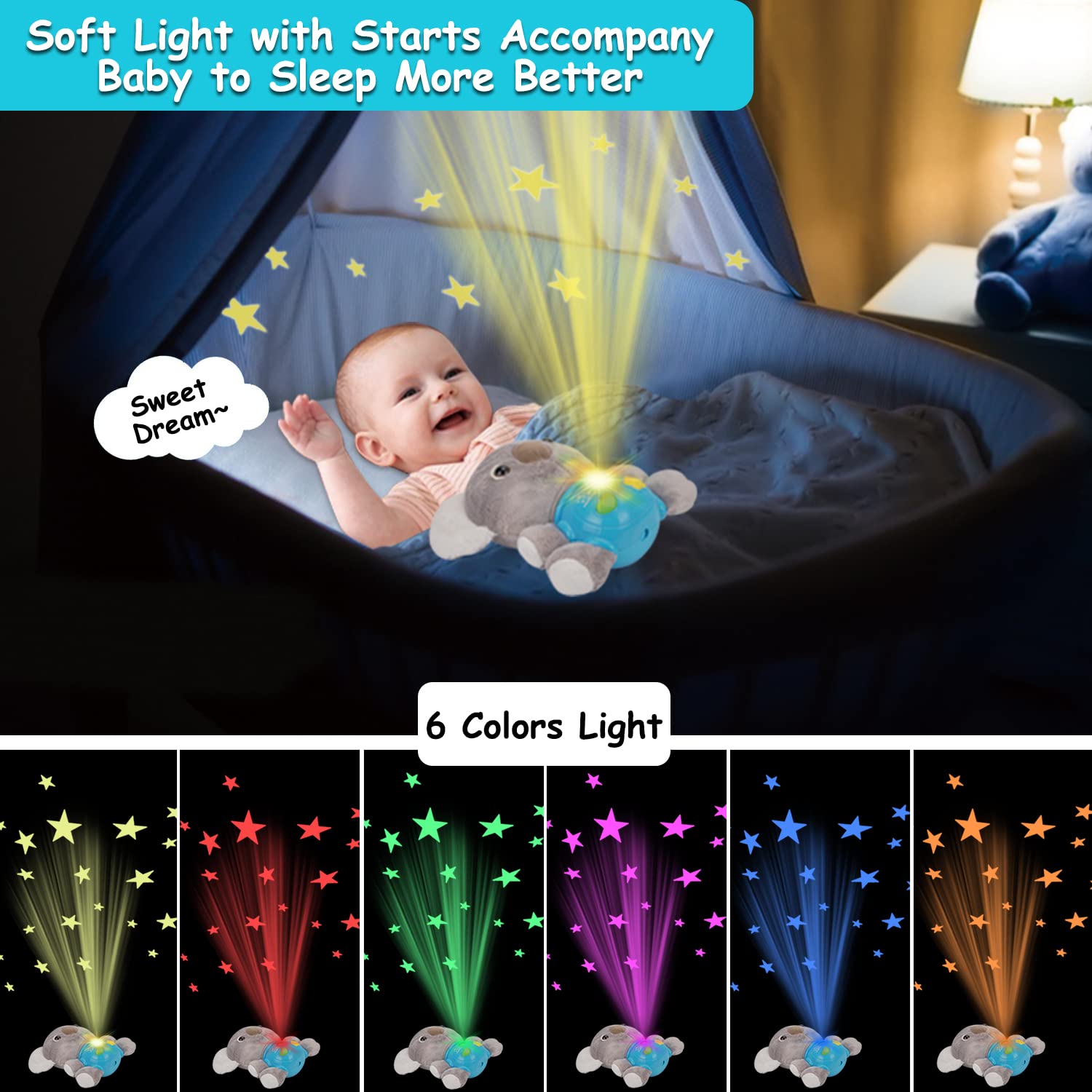 3 in 1 Koala Plush Baby Musical Toy Star Projector Light Up Baby Toys 0 3 6 8 9 12 18 Month Newborn Infant Toy 0-6 Stuffed Animal for Girl Boy Sensory Developmental Toddler 1 2 Year Old