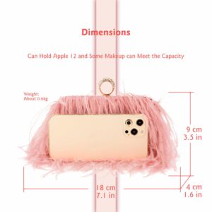 LUPBOK Clutch Purse for Women Feather Clutch Evening Bags Shoulder Crossbody Bag Wedding Party Handbag,Pink