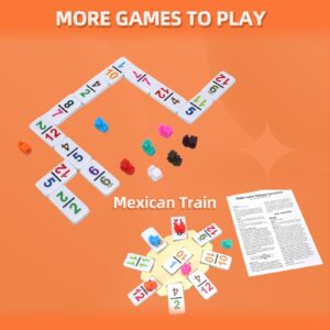 Mexican Train Dominoes Set Numbers Double 12, Travel Mexican Train Game with 91 Colored Tiles and Protable Case, Number Domino Set for Kids, Adults Family Board Team Games