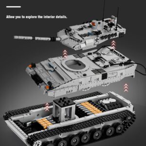 BOOLAKOS Leopard II A7 Main Battle Tank Building Block, Military Tank Building Toy Set to Display, Collectible WW2 Army Tank Model for Adults (1,498 Pieces)