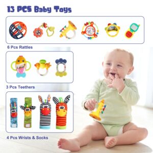 Baby Rattles 0-6 Months,Baby Toys 0-6 Months,Baby Rattle Toys,Teething and Wrist Socks Rattle, Infant Grab and Spin Shake Rattles, Newborn Toys for 0 1 2 3 4 5 6+ Month Babies Boy Girl Bebe