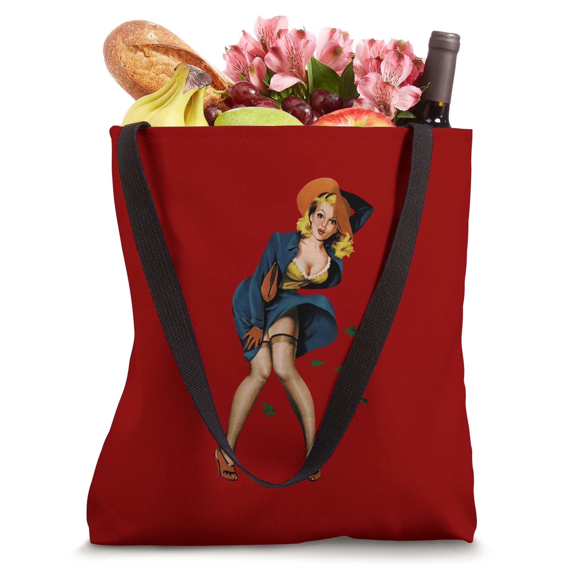 Blonde Pin Up Girl in Stockings & Heels - Retro Pin Up Girl Tote Bag