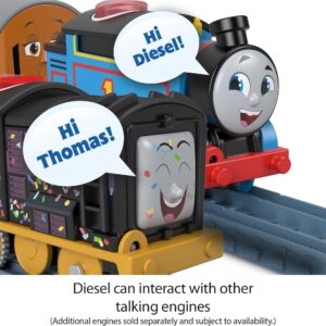 Thomas & Friends Motorized Toy Train Talking Diesel Engine with Sounds Phrases & Cargo Car for Preschool Pretend Play Kids Ages 3+ Years