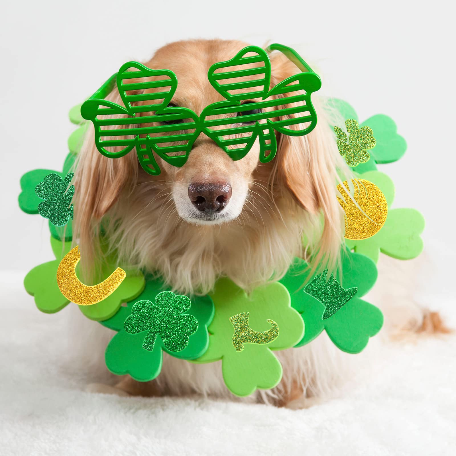 Glitter St Patrick’s Day Foam Stickers Shamrock Clover Shaped Green Gold Self Adhesive Stickers for Kids Irish Party Craft 240Pcs