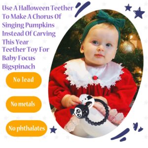 BIGSPINACH Mummy Teether and Cute Grim Reaper Ring Teether Halloween Activities Designed with a Bumpy Ring for Soothing and Ease of Grabbing