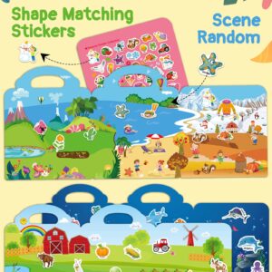 Benresive Reusable Sticker Book for Toddlers 2-4 Years, 3 Sets Travel Stickers for Kids, Waterproof Sticker Books for Toddlers 1-3, 115 Pcs Crafts Activities for Todddlers 1-3 2-4 3-5