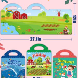 Benresive Reusable Sticker Book for Toddlers 2-4 Years, 3 Sets Travel Stickers for Kids, Waterproof Sticker Books for Toddlers 1-3, 115 Pcs Crafts Activities for Todddlers 1-3 2-4 3-5