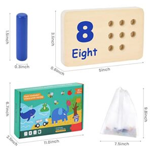 Atoylink Wooden Counting Peg Board Kindergarten Math Manipulatives Number Counting Toys for Toddlers Learning Materials Montessori Educational Toys for 2 3 4 Year Old Boys Girls Gifts