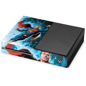 skinit decal gaming skin compatible with xbox one console - officially licensed warner bros illustrated superman design