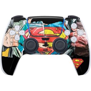 skinit decal gaming skin compatible with ps5 controller - officially licensed dc comics superman shield design