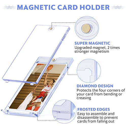 35pt Magnetic Card Holder for Trading Cards, 24 Pack Baseball Cards Protectors Hard Plastic for Collectible Sports Cards Acrylic Display Card Cases Fit 2.5x3.5in