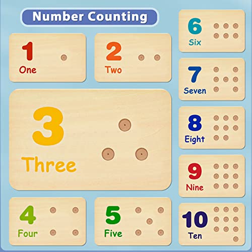 Atoylink Wooden Counting Peg Board Kindergarten Math Manipulatives Number Counting Toys for Toddlers Learning Materials Montessori Educational Toys for 2 3 4 Year Old Boys Girls Gifts