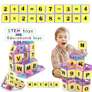 AOMIKS 154 Pcs Magnetic Building Blocks Educational & Inspirational Magnetic Stacking Blocks Mini Magnetic Tiles Construction Toys Building Set for Kids Birthday Gift for Girls Boys Ages 3-12