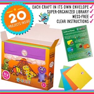 Craftikit® 20 Award-Winning Dinosaur Crafts for Kids - Award-Winning All-Inclusive Fun Toddler Arts and Crafts Box for Kids, Dinosaur Crafts for Toddlers Ages 3-5, Organized Toddler Craft Kit