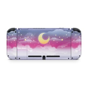 Tacky Design Clouds Skin Compatible with Nintendo Switch Skin Wrap Cover, Moon Skin for Nintendo Switch Stickers, Premium Vinyl 3M Full Wrap Decal, Purple Starry Sky Skin.