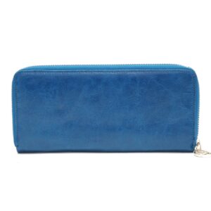 Dasein Anais Gvani Smooth Genuine Leather Zip-Around Wallet (E001 Blue)